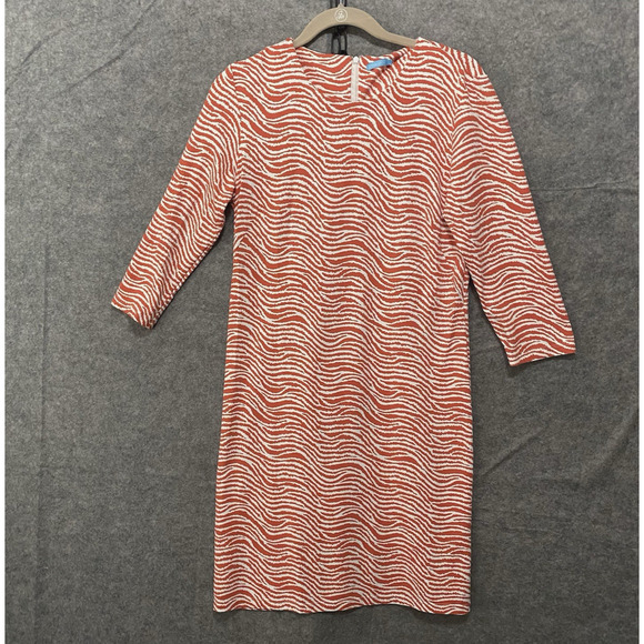 J Mclaughlin Catalina Cloth Dress Womens Sz M Pink White Geometric Shift - Picture 4 of 9